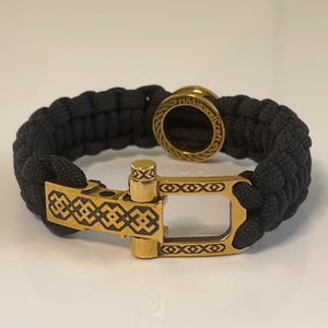 Handmade Paracord Bracelet with Gold Viking-Inspired Clasp