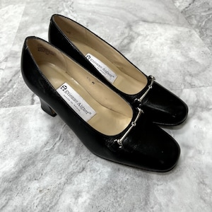 Vintage Etienne Aigner Horse Bit Size 5.5 Black Pumps Block Heel Career
