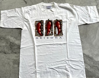 Vintage Arizona Chili Pepper Graphic T Shirt Size Large 90s White All Sport Max