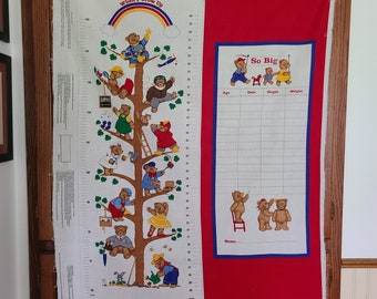 Growth Chart and Milestones Fabric with Teddy Bears Cranston Print Works
