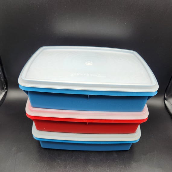 Tuppercraft Stow and Go Storage Boxes Tupperware #767 Choice Blue