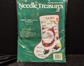 Needle Treasures Merry Merry Santa Stocking Cross Stitch Kit