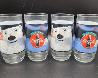Polar Bear Coca Cola Glasses from Indiana Glass 1995 Collectible