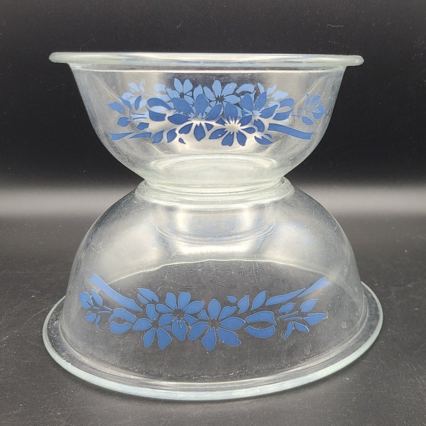 Choice Pyrex Blue Ribbon Mixing Bowls 322 and 323