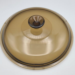 LARGE Pyrex Replacement Lid 10.5&quot; Across Amber Brown Glass