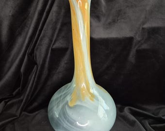 Large Hand Blown Tall Art Glass Swirl Vase