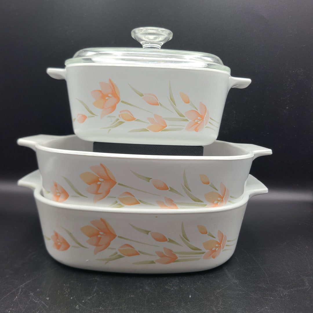 Choice Peach Floral Corning Ware Casserole Dishes 1.5 Liter, 2 Liter - Etsy