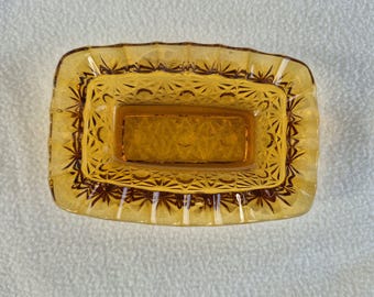 Amber Daisy and Dot Small Ashtray L.E. Smith Trinket Dish