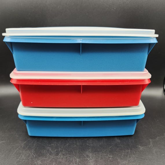 Tuppercraft Stow and Go Aufbewahrungsboxen Tupperware #767 Wahl Blau Rot