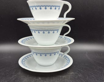 Snowflake Garland Corelle Tea/Coffee Cups and Saucers Set of 3