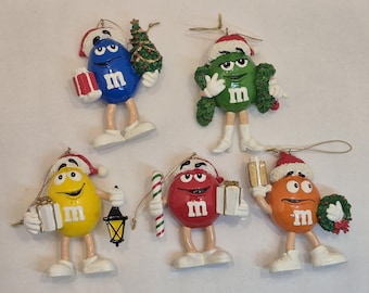 M&M Mars Ornaments Set of Five Colors