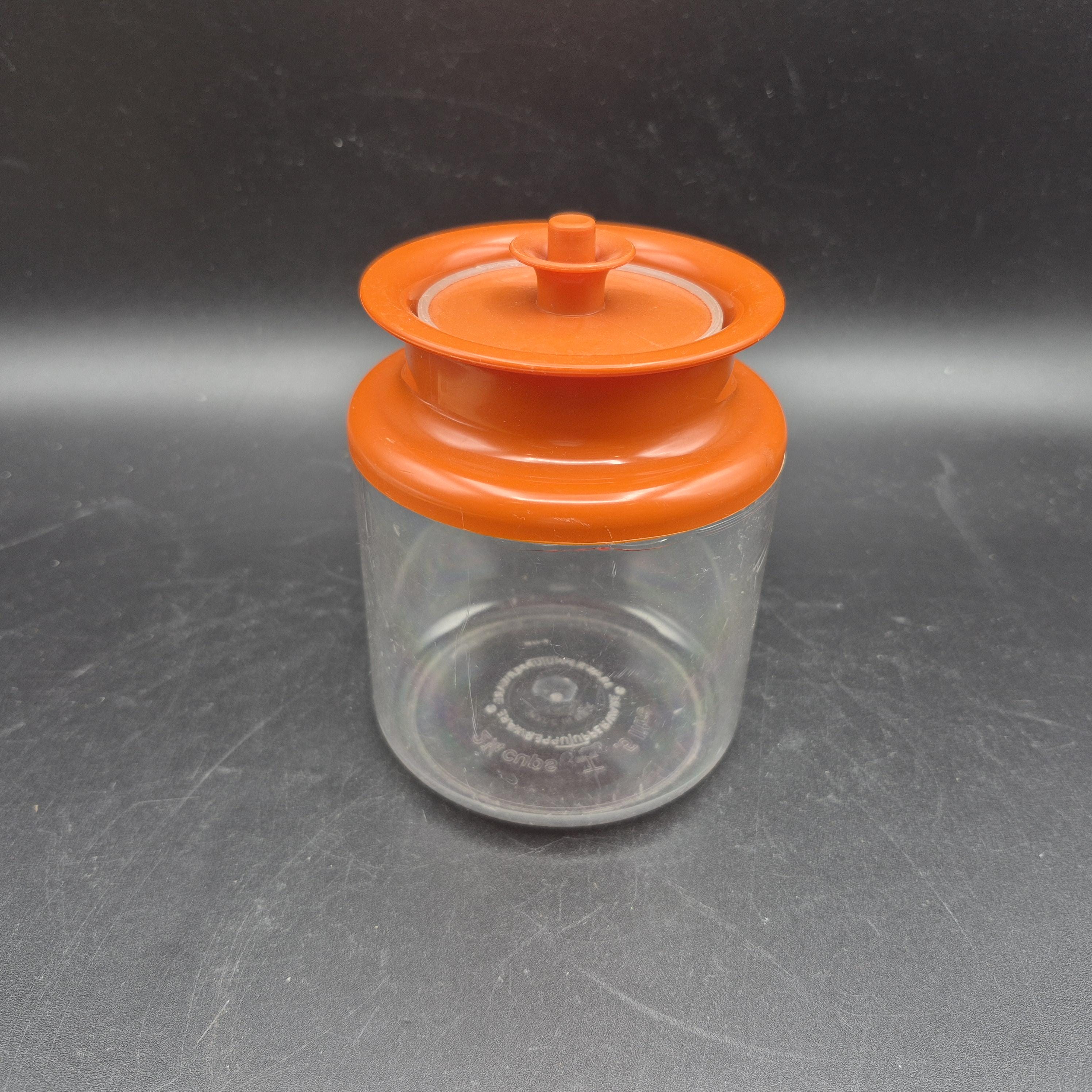 Clear Acrylic Tupperware Container Orange Lid 2.25 Cups - Etsy