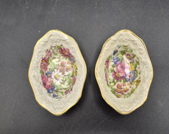 Pair Royal Winton Summertime England Individual Nut/Pin/Salt Bowls