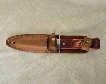 Vintage Imperial Stag's Head Knife with Leather Sheaf