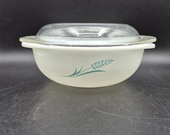 1961 Blue Wheat Hostess Casserole Dish from Pyrex
