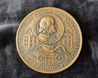Bronze Paperweight from Franklin Fire Insurance to the Poor Richards Club 1920