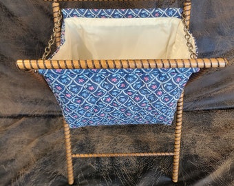 1980's Ellen Originals Sewing Knitting Craft Folding Basket-Magazine Holder-Collapsible-Hobby Bag-Sewing Caddy-Craft Holder-Sewing Box