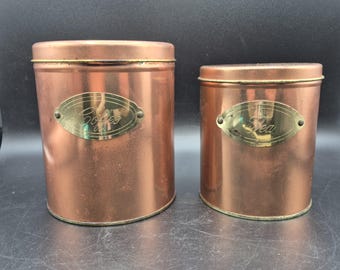 銅色のティー＆コーヒー用キャニスター2個セット