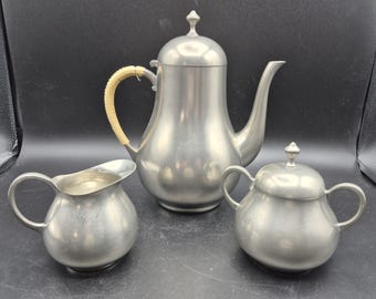 Daalderop Royal Holland Pewter Tea Pot Sugar & Creamer