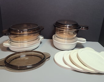 Wahl Corning Ware Grab and Go Grab-it Runde und ovale Schalen sowie Deckel Weiß, Klar, Bernstein, Braun