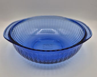 Cobalt Blue Scallop Pyrex 024 Bowl with Handles