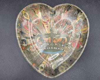 Folk Art Handmade Cigar Foil Heart Dish Trinket Tray
