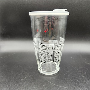 Vintage Cocktail Shaker with Recipes and Plastic Lid MCM