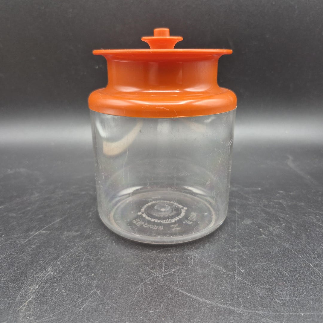 Clear Acrylic Tupperware Container Orange Lid 2.25 Cups - Etsy