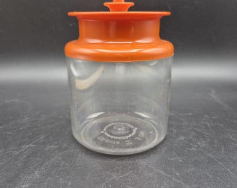 Clear Acrylic Tupperware Container Orange Lid 2.25 Cups