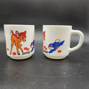 Vintage Pair Walt Disney Bambi Mugs Arcopal