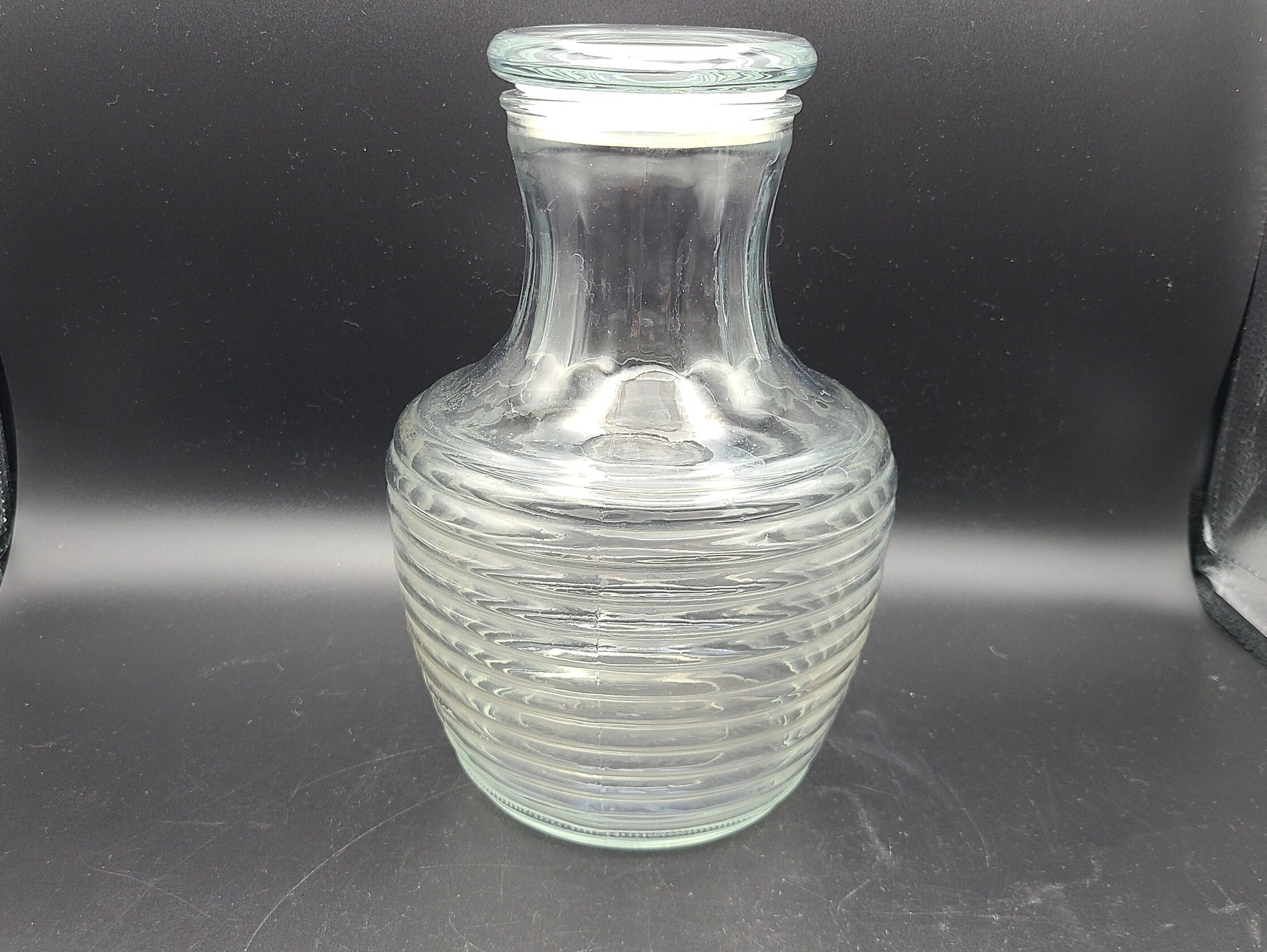 Vintage Anchor Hocking Ribbed Bee Hive Carafe Pitcher With Lid - Etsy