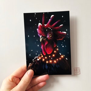 Postal de Navidad - Gallo