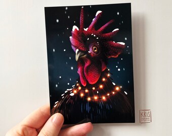 Christmas Postcard - Rooster