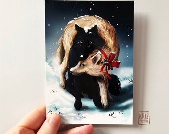 Christmas Postcard - Wolves