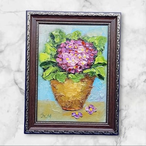 Geranium 3D Original Painting oil Flowers for her Wildflowers Painting Impasto Gift painting Original Artwork Wall Art by Ukrainian Artist