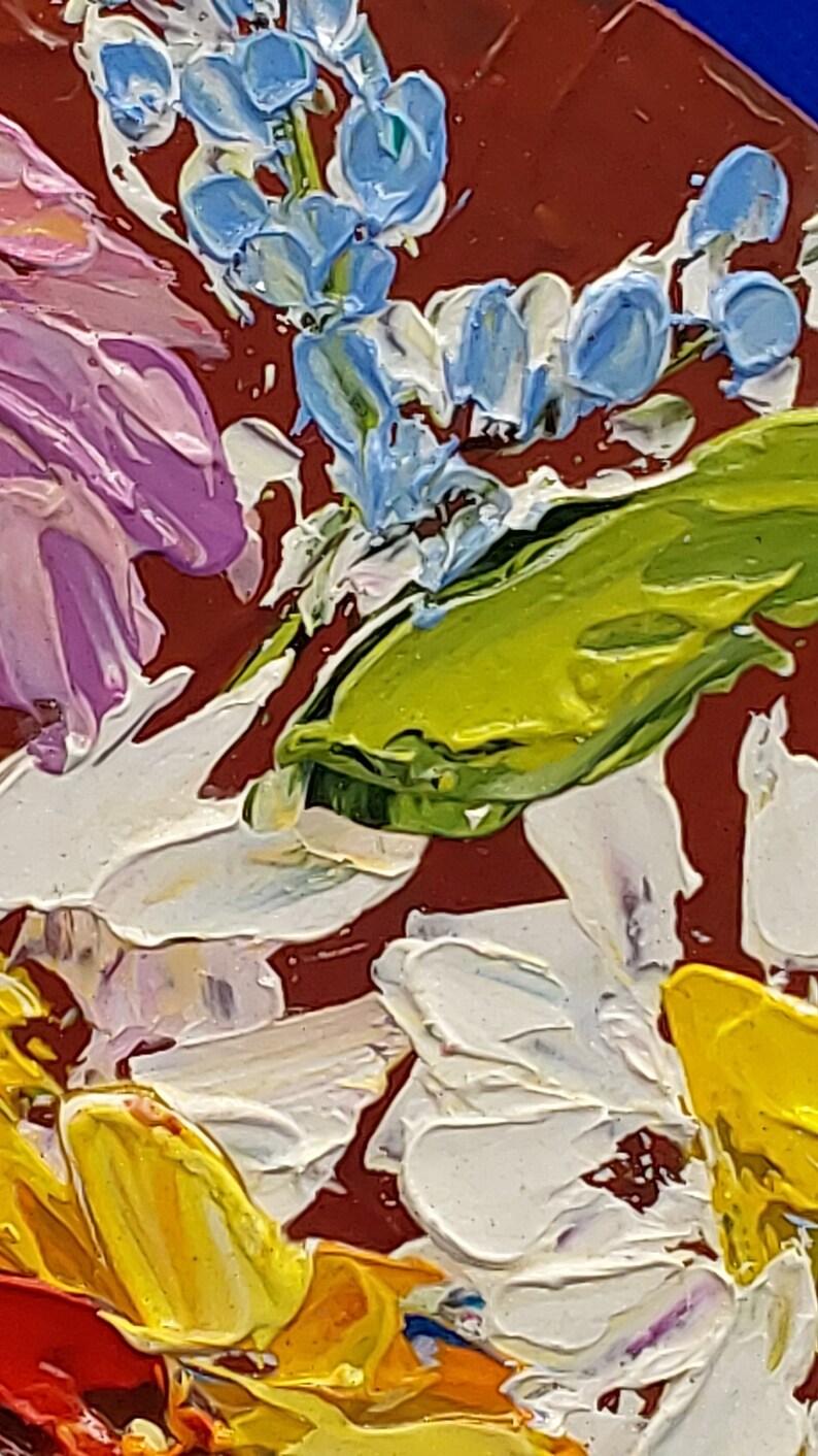 Buy Bouquet Wildflowers Original Painting Oil Flowers Circle Painting