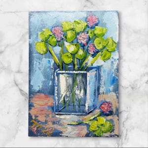 Clover Four Leaf 3D Original Painting Vase Art Wildflowers Painting Gift for Her Wall Art Impasto Original Artwork by Ukrainian Artist OOAK
