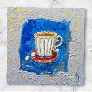 Coffee Cup 3D Original Painting Food and Drink Wall Art Still Life with Coffee Decor for Kitchen Original Artwork by Ukrainian Artist OOAK