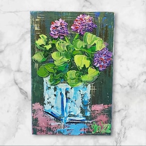 St. Patrick&#39;s Day Clover Painting: Original Floral Vase Art, 6x4&quot;