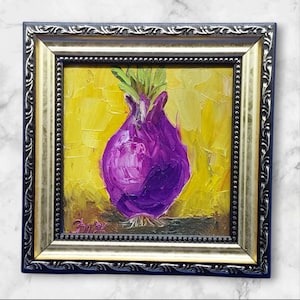 Onions 2 Original Painting Vegetables Semi-Abstract Art for Kitchen Decor Food Small Painting Wall Art Original Artwork by Ukrainian artist