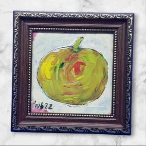 Apple Fruits Original Painting Vegetables Semi-Abstract Art for Kitchen Decor Small Painting Wall Art Original Artwork by a Ukrainian artist