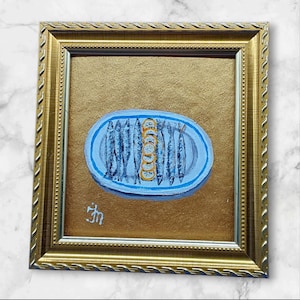 Sardines 2 Original Painting Fish Art Kitchen Decor Semi Abstract Wall Art Kitchen Still Life Impasto Original Artwork by Ukrainian Artist