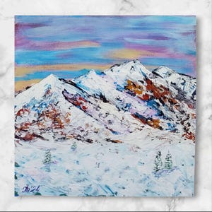 Snowy Mountain Original acrylic Painting Winter Landscape Mountain Landscape Wall Art Original Artwork OOAK by Ukrainian Artist