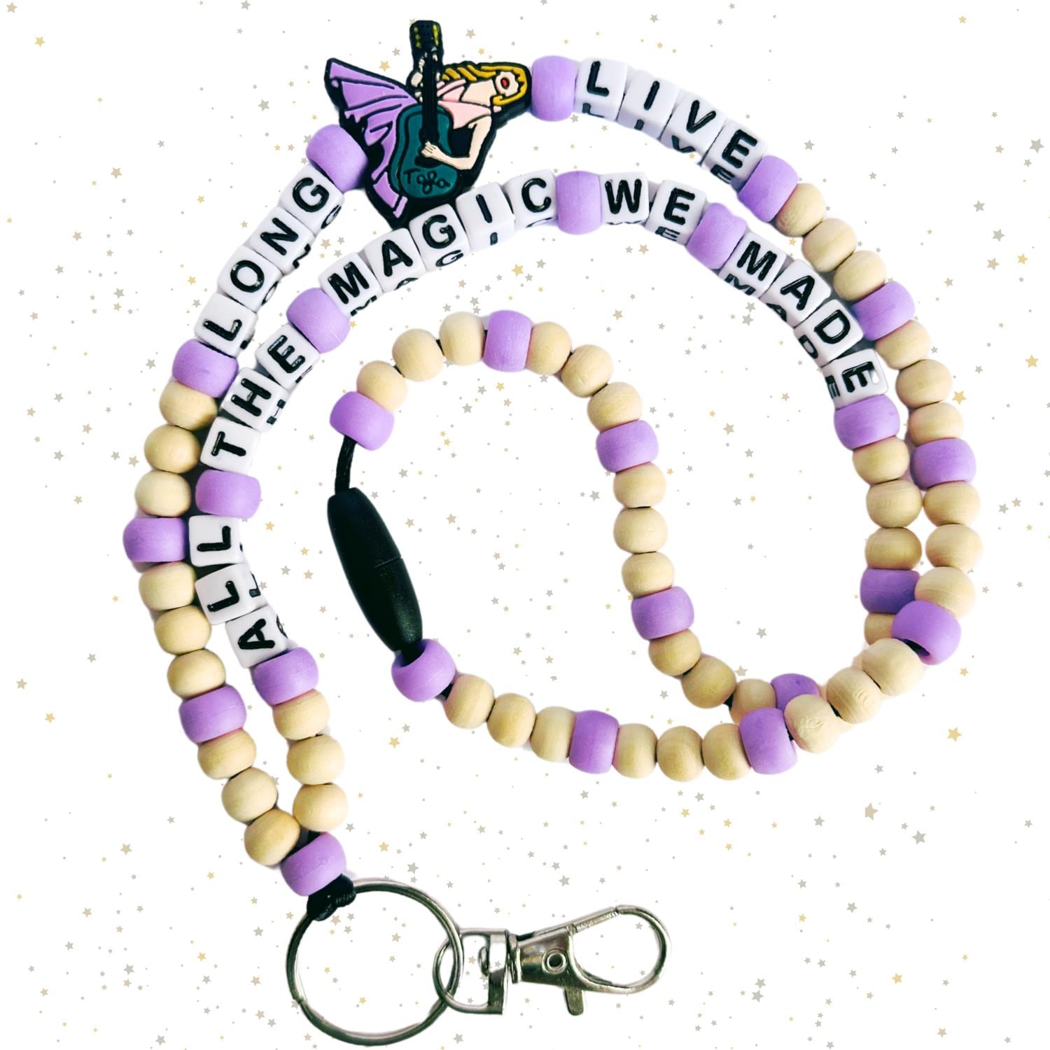 Taylor Swift Long Live Beaded Lanyard – Custom Teacher ID Badge Holder | Friendship Bracelet Style | Swiftie Eras Tour Merch All the Magic