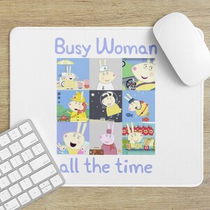 Rectangle Mouse Pad, Ms Rabbit from Peppa Pig Desk Accessory, Cute Gaming Mousepad, Office Decor, Gift for Cartoon Lovers, Computer Desk Mat