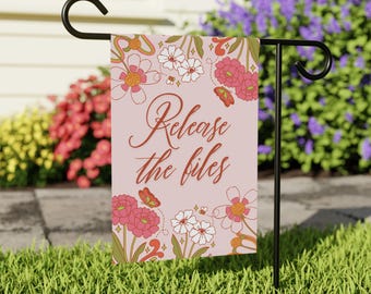 Political Dissent Garden Flag: 'Release the Files' Floral Banner