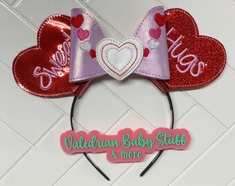Mickey and Minnie Love Valentine Inspired Mouse Ears Headband Accessories Costume Dress Up pretend play vacation hair accessories CUSTOM