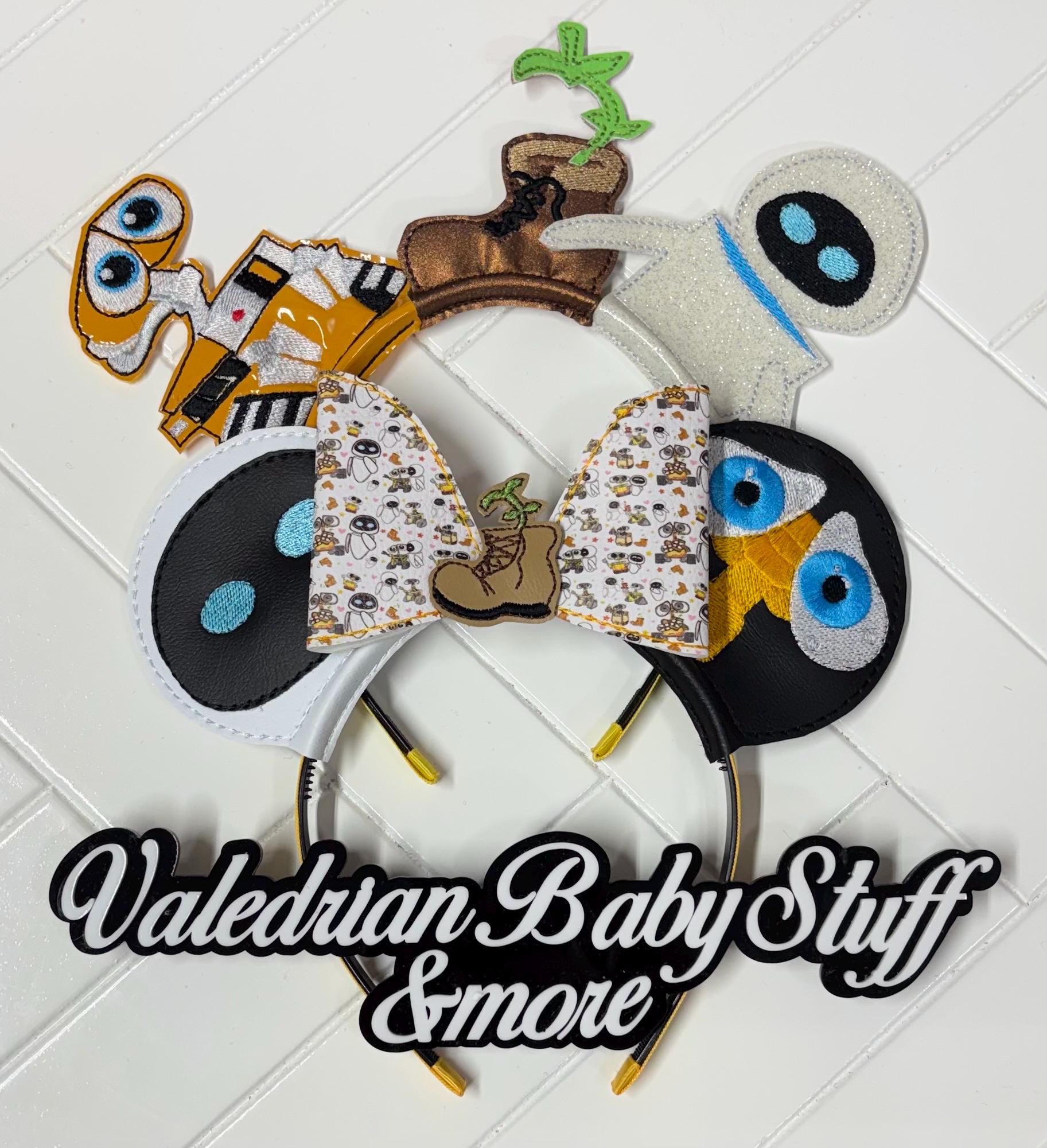 Disney inspired Pixar Custom Made Walle Headband Wall-e Minnie Ears, Eve Minnie Ears, Wall-e Eve Disney  main image 3