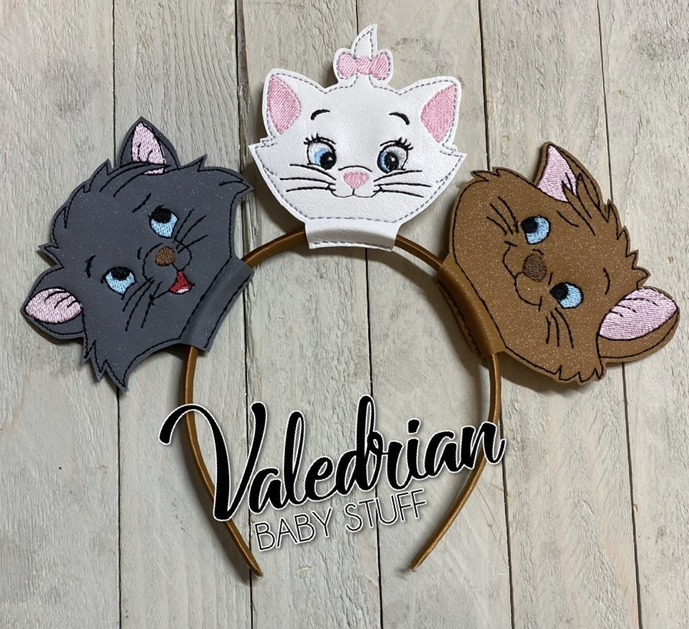 Hand Made Felt Disney Ears Aristocats Marie Marie Handmade Mickey Ears, Aristocats Headband Mouse Ears  main image 4