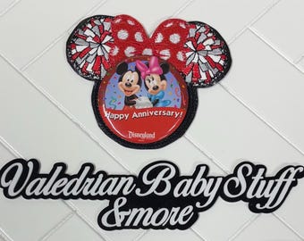 Minnie Mouse Cheer  Pom Pom Inspired Button Park Accessory